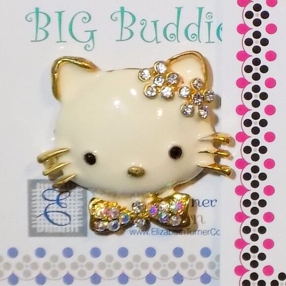 2 New Elizabeth Turner Big Buddies Magnetic Needle Minders - Kitty Brooches - Picture 3 of 7